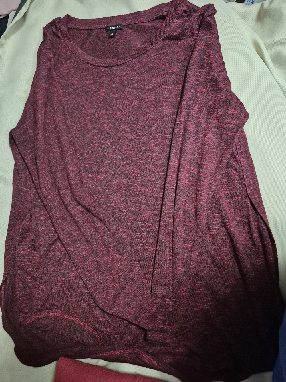 Hannah Marled Burgundy Long Sleeve Knit Top